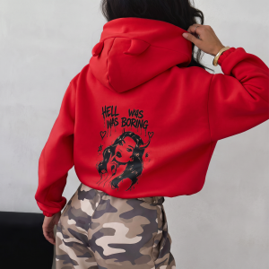 Bluza z różkami Hell czerwona Ks by Kamila Sygdziak