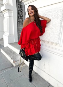 sukienka La Diva lniana czerwona 