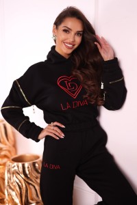 Dres La Diva z odpinanym rękawem czarny czerwony haft Rozmiar M