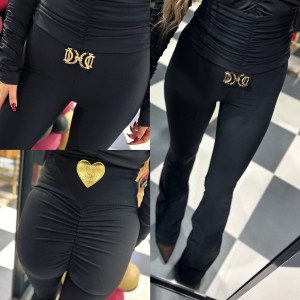Legginsy dzwony czarne La Diva prązek 